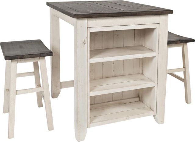 Jofran Inc. Madison County 3-Piece Brown/Vintage White Counter Table Set-0