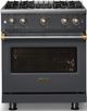 Viking® 5 Series 30" Cast Black Pro Style Gas (NG) Range with Brushed Brass Trim-4