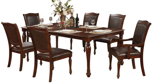 Furniture of America® Sylvana 7-Piece Brown Cherry/Espresso Dining Table Set-0
