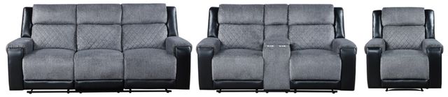 Global Furniture USA U5914 3-Piece Black/Gray Manual Reclining Living Room Seating Set-0