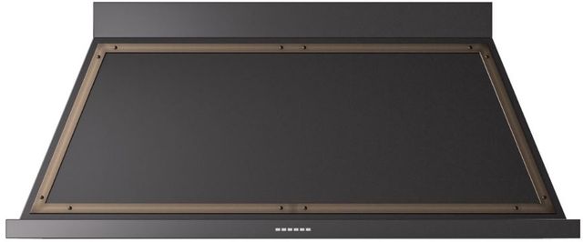 Ilve® Nostalgie II Noblesse 60" Glossy Black Wall Mounted Range Hood with Burnished Trim-0