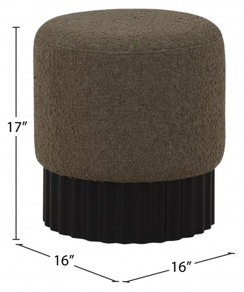 Meridian Furniture Veranda Olive/Black Boucle Fabric Ottoman-3
