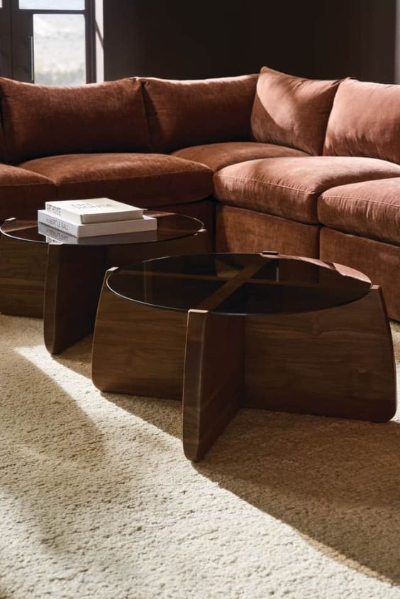 Rowe® Nova Round Glass Cocktail Table with Sesame Base-1