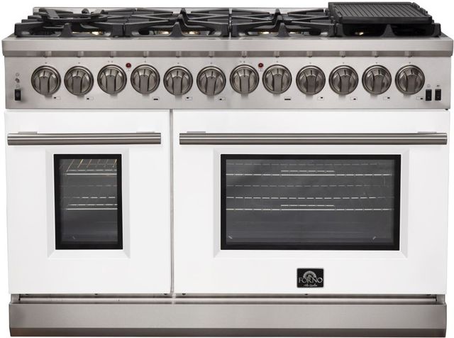 FORNO® Capriasca 48" Stainless Steel Pro Style Dual Fuel Range with White Door-0
