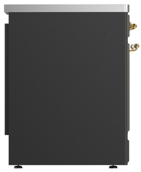 Ilve® Majestic III 30" Graphite Matte Pro Style Induction Range with Solid Door and Brass Trim-3