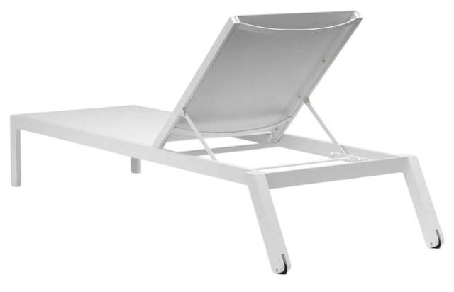 Sunset West Naples Satin White Metal Outdoor Chaise Lounge-3