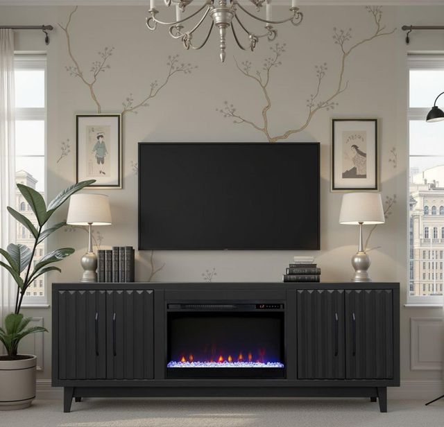 Legends Home Radiance Seal Skin Black 75" Fireplace TV Console-1