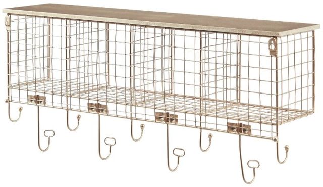 Linon Gold Cubby Wall Shelf-2