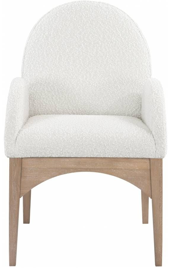 Meridian Furniture Waldorf Cream/Natural Boucle Upholstered Dining Arm Chair-1