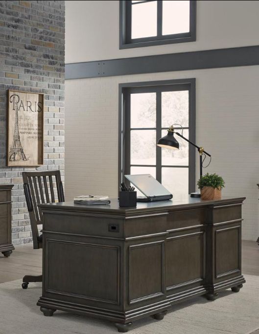 aspenhome® Oxford Peppercorn 66" Executive Desk-1