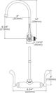 Elkay Chrome Foodservice 3-8" Adjustable Centers Wall Mount Faucet with 8" Gooseneck Spout and 4" Wristblade Handles-1
