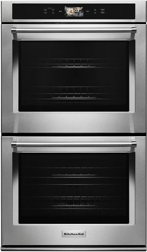 Front view of the KitchenAid® 30" Stainless Steel Smart Electric Built In Double Oven