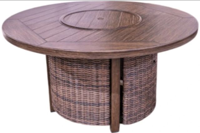 Signature Design by Ashley® Monterey Point Dark Brown Rattan/Wooden Outdoor Fire Pit Table-0
