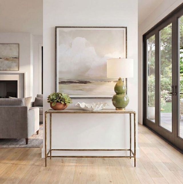Uttermost® Minerva Antique Brass Marble Top Console Table-1