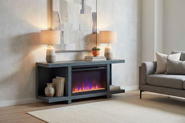 aspenhome® Latitude Deep Indigo 55" Open Fireplace Console-3