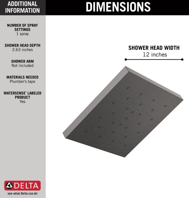 Delta Universal Showering Lumicoat® Black Stainless H2Okinetic® Single-Setting Shower Head with Ultrasoak®-2