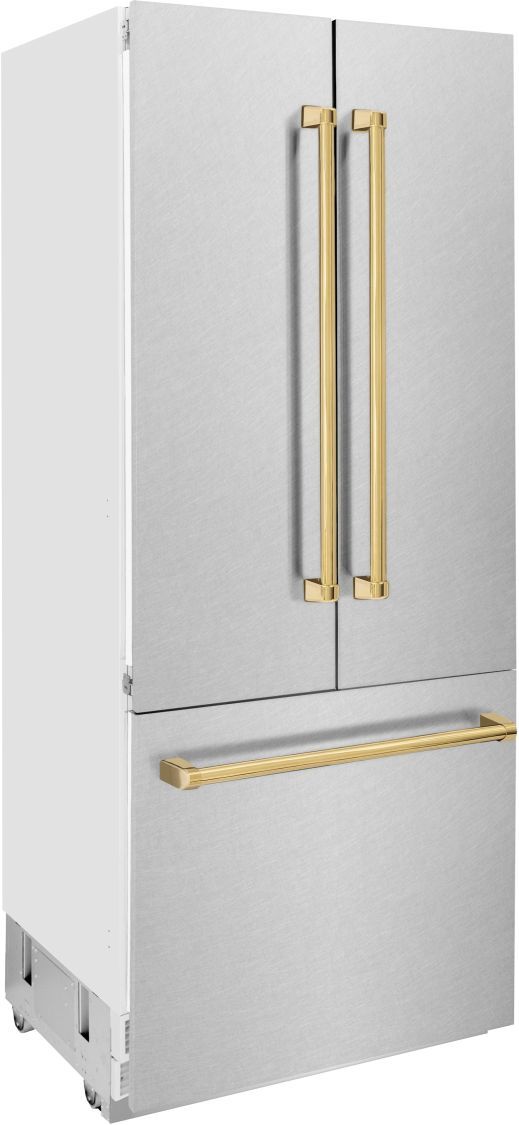 ZLINE Autograph Edition 36" 19.6 Cu. Ft. Satin Stainless Steel Built-In Counter Depth French Door Refrigerator-2