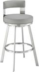 Armen Living Flynn Brushed Stainless Steel/Light Gray 26'' Bar Stool-0