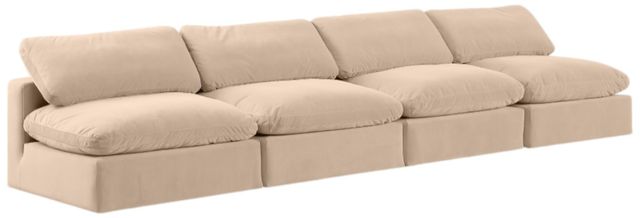 Meridian Furniture Comfy 4-Piece Beige Velvet Armless Sofa-0
