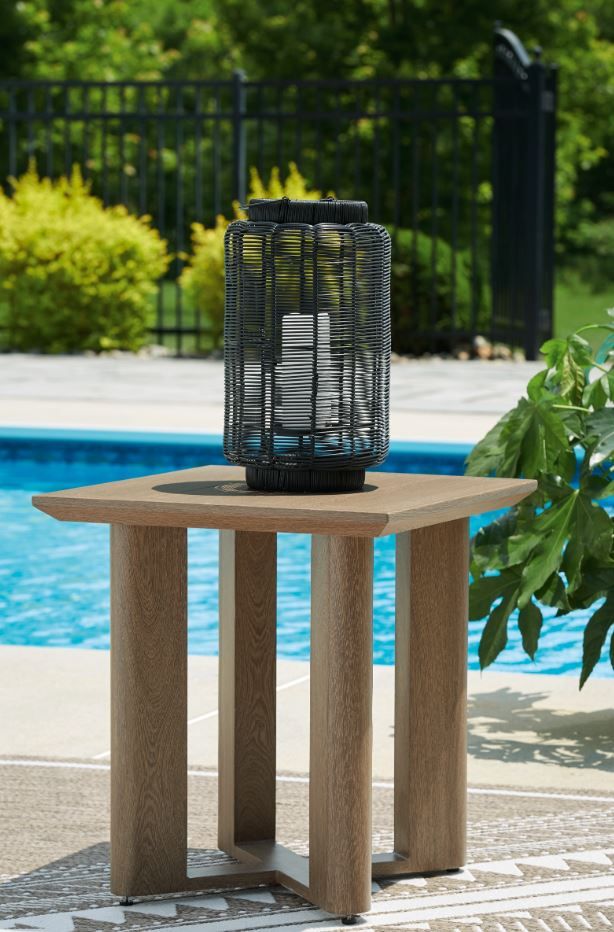 Signature Design by Ashley® Serene Bay Dark Brown Aluminum Outdoor End Table-3