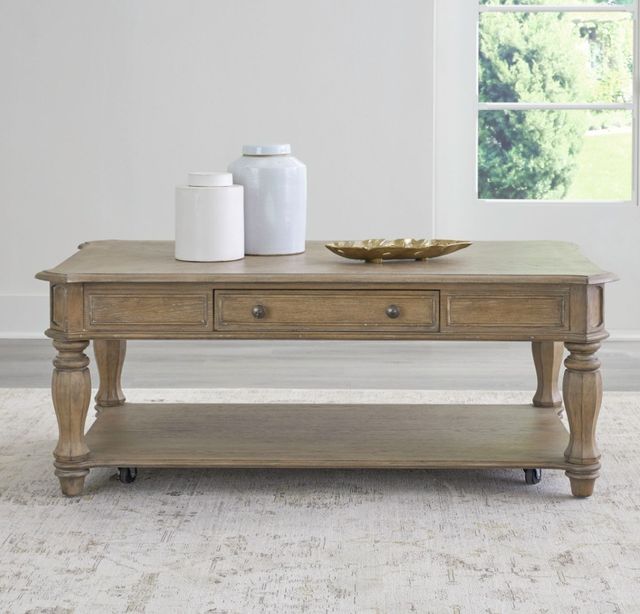 Liberty Furniture Magnolia Manor Weathered Bisque Rectangular Cocktail Table-1