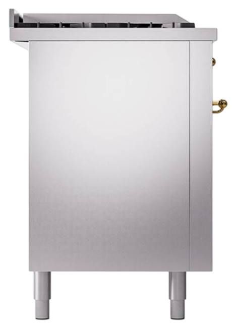 Ilve® Nostalgie II Noblesse 60'' Stainless Steel Pro Style Dual Fuel Range with Brass Trim-2