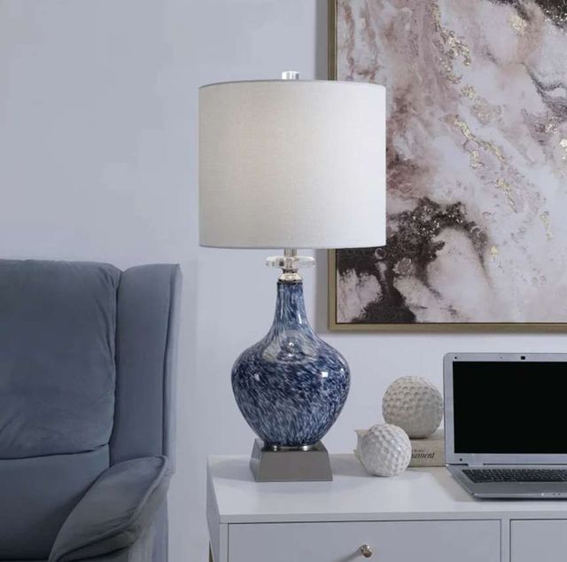 Stylecraft Silsden Blue/White Table Lamp-4
