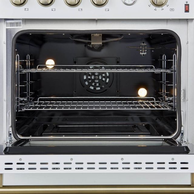 FORNO® Marco 30" White Pro Style Gas Range with Antique Brass Accents-7