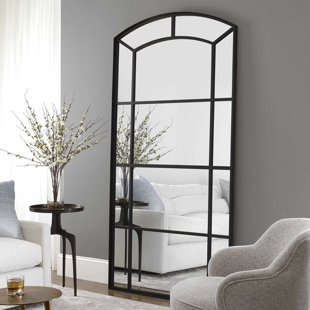Uttermost® Camber Satin Black Arch Mirror-1