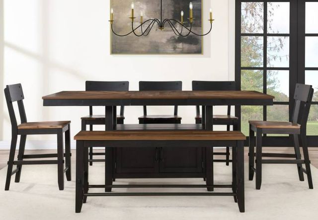 Steve Silver Co. Bermuda Black/Dark Acacia Counter Bench-1