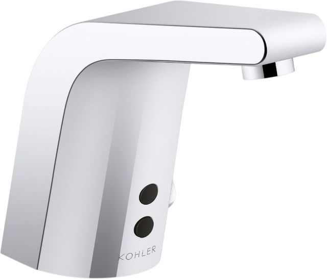 KOHLER® Sculpted Polished Chrome Touchless Single-Hole Lavatory Faucet with Insight™ Sensor Technology and Temperature Mixer, AC-Powered, Less Drain-0