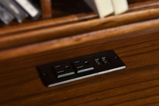 TEI Burnish Walnut Brown 54" Roll Top Secretary Desk-5