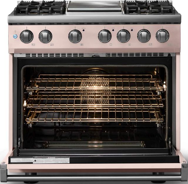 Viking® 5 Series 36" Blush Pro Style Dual Fuel (LP) Range with Polished Chrome Trim-1