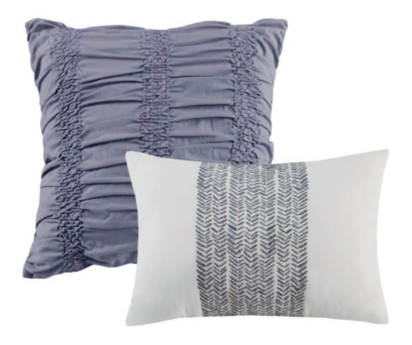 Olliix by Madison Park Schafer Blue King/California King Five Piece Cotton Clipped Comforter Set-3