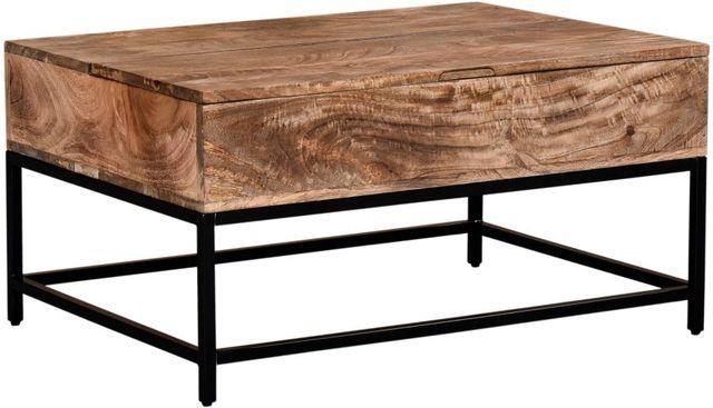 Worldwide Homefurnishings Inc. Ojas Natural Burnt Lift Top Coffee Table with Black Base-0