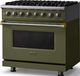 Viking® 5 Series 36" Martini Pro Style Dual Fuel (NG) Range with Brushed Brass Trim-3