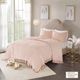 Olliix by Madison Park Blush Full/Queen Laetitia Tufted Cotton Chenille Medallion Fringe Coverlet Set-1