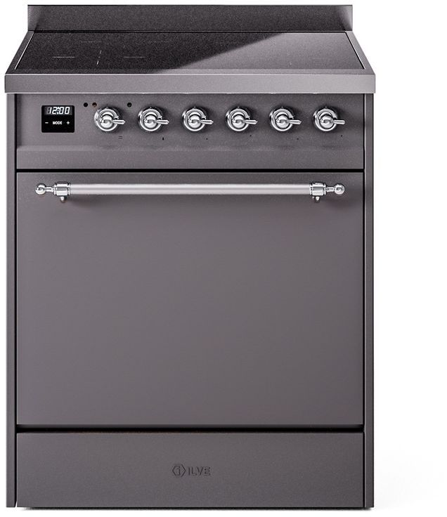 Ilve® Nostalgie II Series 30" Graphite Matte Pro Style Induction Range-0