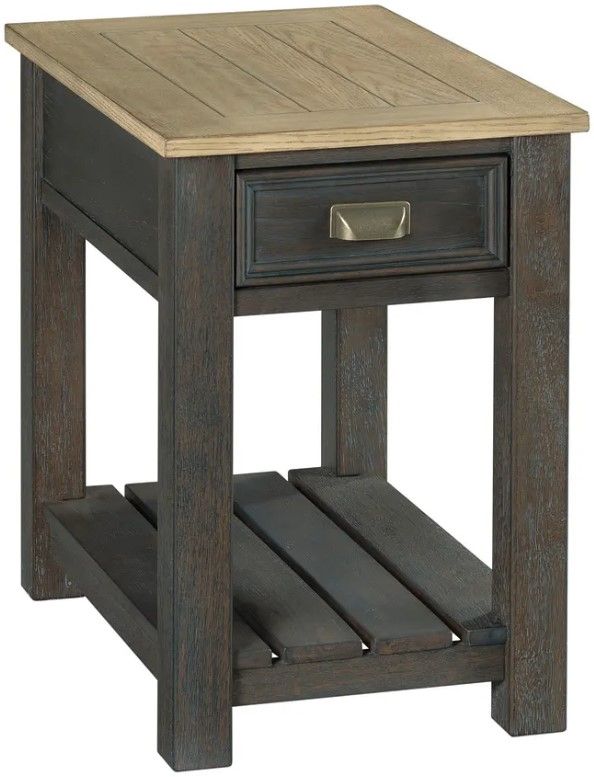 Hammary® Lyle Creek-Hamilton Toasted Caramel Chairside Table with Smoked Charcoal Base-0