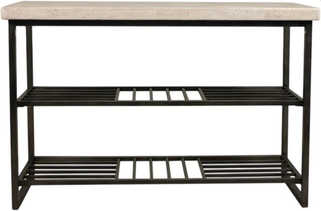Riverside Furniture Capri Alabaster Travertine Console Table with Bronze Base-2