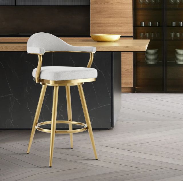 Armen Living Justin Gold/Silver Swivel Bar Stool-1