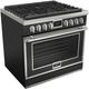 Fulgor Milano® Evoque 400 Series 36” Glossy Black Pro Style Dual Fuel Range with Chrome Trim-0