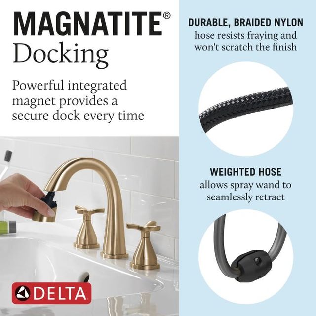 Delta Stryke® Lumicoat® Champagne Bronze 2-Handle Widespread Pull Down Bathroom Faucet-3