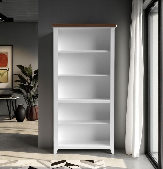 Legends Home Hampton Barnwood/Jasmin White 72" Bookcase-1
