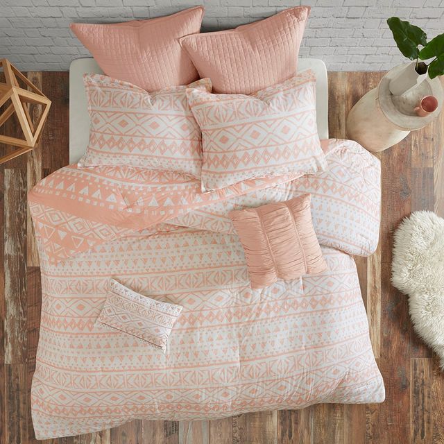 Olliix by Urban Habitat 7 Piece Blush King/California King Larisa Cotton Reversible Comforter Set-3