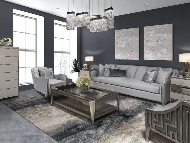 Michael Amini® Roxbury Park Gray/Stainless Steel Accent Chair-1