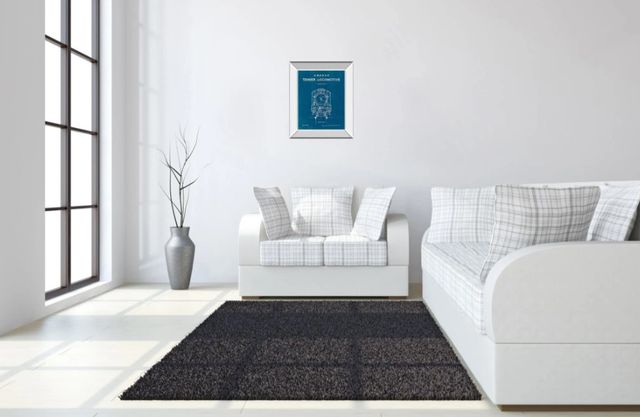 Classy Art Locomotive Blueprint II by Wild Apple Portfolio Mirror Framed Wall Art-2