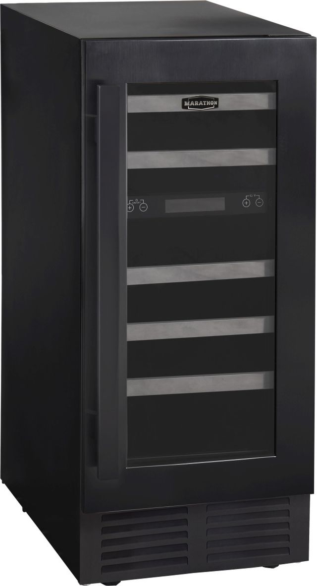 Marathon® 15" Black Stainless Steel Dual Zone Built-In Wine Cooler-2