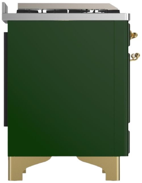 Ilve® Majestic III 36" Emerald Green Pro Style Dual Fuel Natural Gas Range with Solid Door and Brass Trim-3