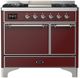 Ilve® Majestic III 40" Burgundy Pro Style Dual Fuel Natural Gas Range with Solid Door and Chrome Trim-0